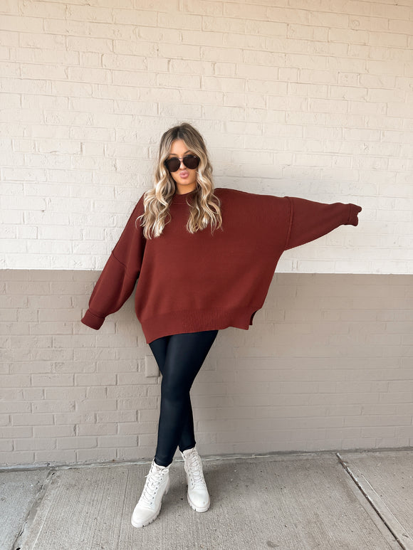 The Frankie Ribbed Sweater | Rust